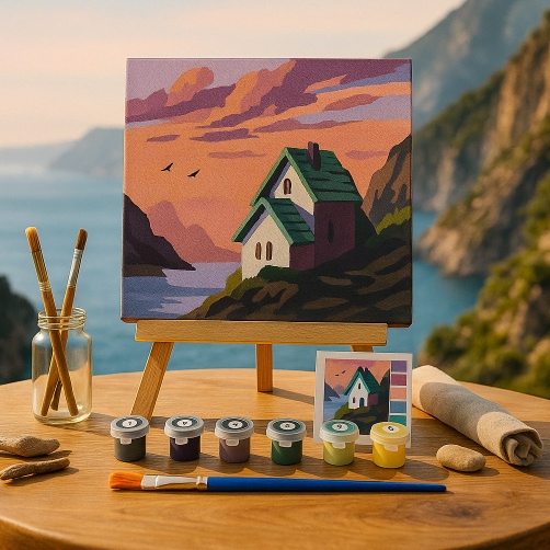 

KODE W28V SFO DIY Paint By Numbers Kit 1 Set Lake House O