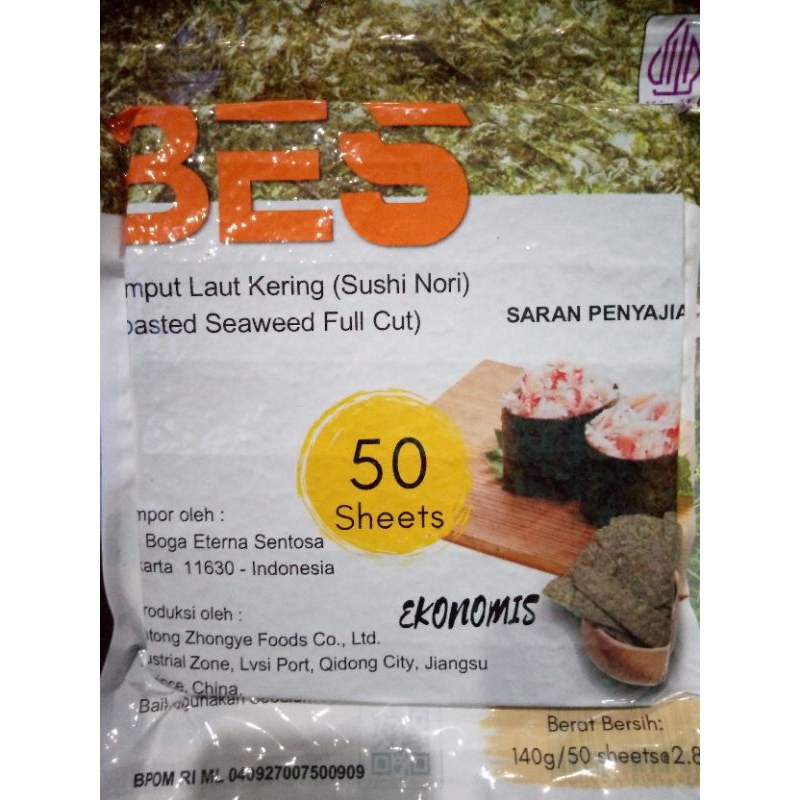 

Promo murah Nori Bes 50 sheet Roasted seaweed full cut sushi nori kimbab bento Halal