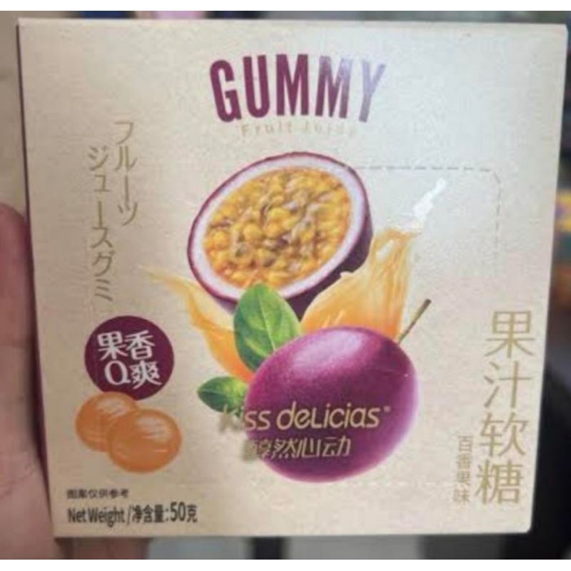 

Permen Gummy Kiss Delicias Permen Jelly Lunak Rasa Buah 50grGummy