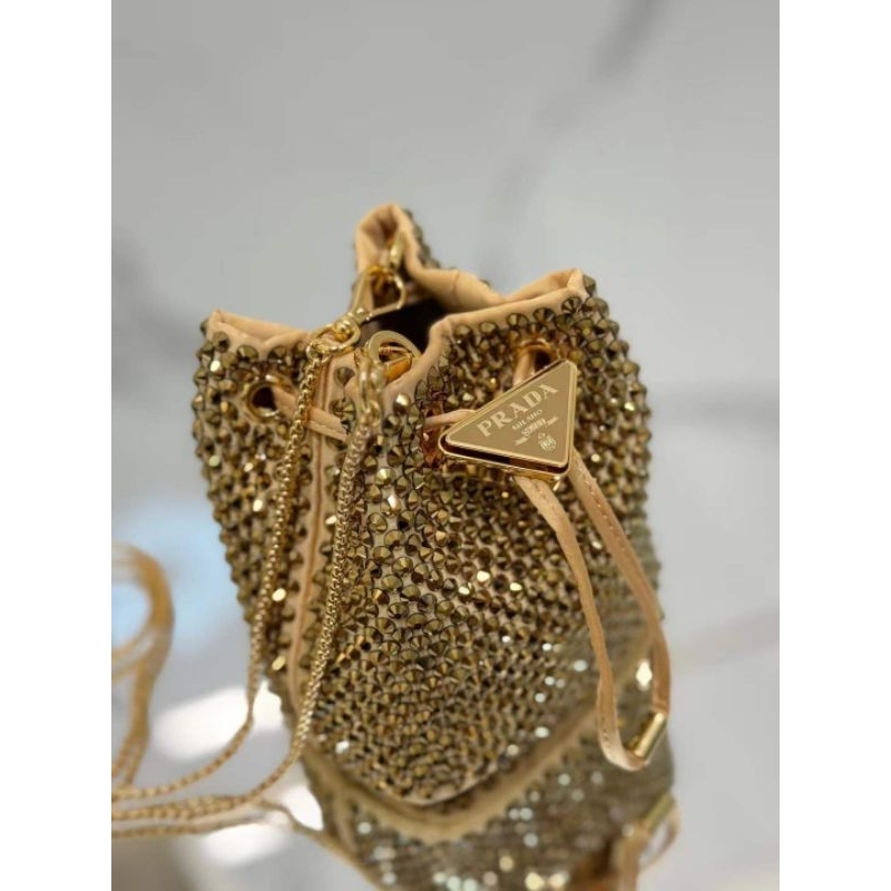 MYMA'S P***RADA MINI PARTY BLING Tas pesta Mini mewah gold