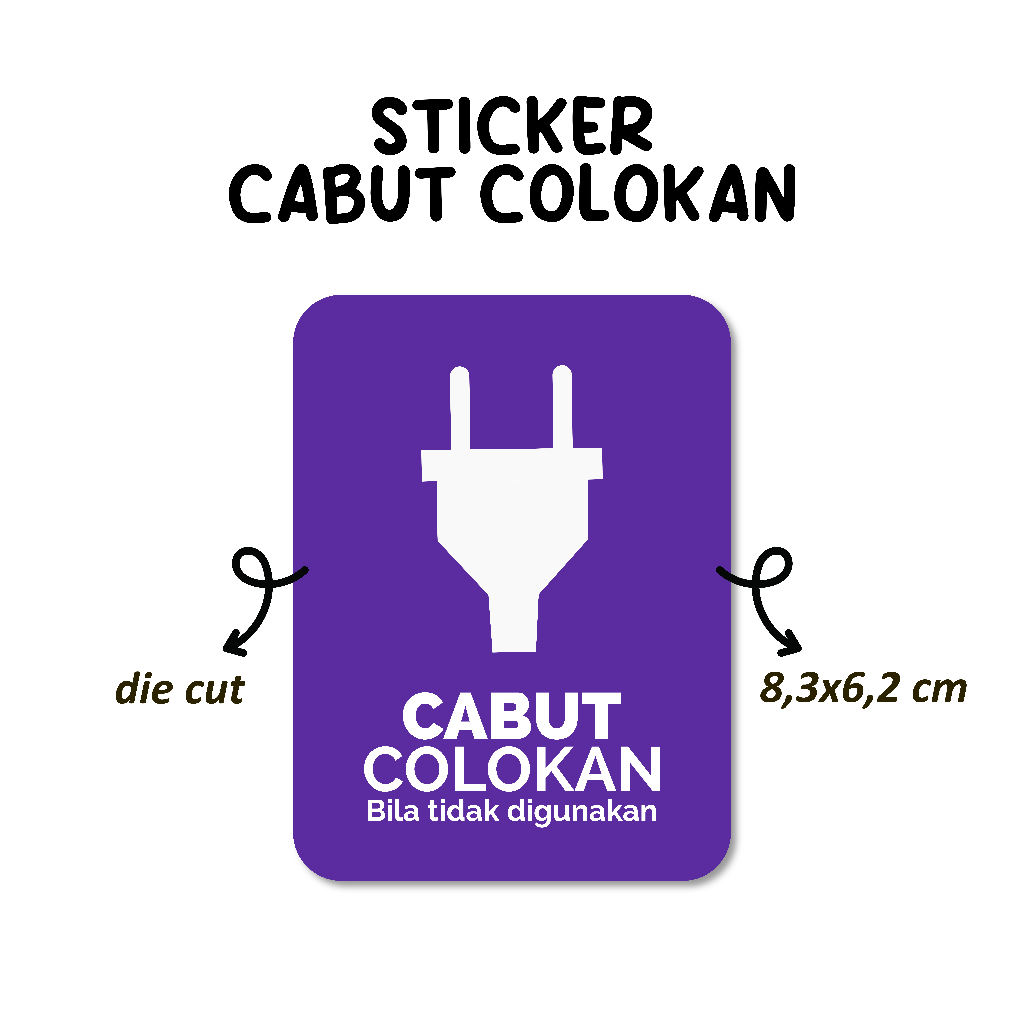 

Stiker Cabut Colokan Listrik Stiker Awet Tahan Air Sudah Dipotong Sticker Vinyl Laminasi Glossy Die Cut Warna Biru Cerah 8,3x6,2 cm