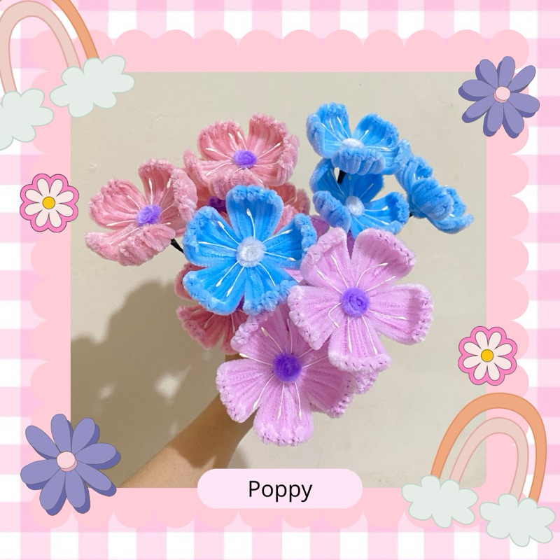 [[ POPPY ]] Bunga Kawat Bulu Satuan / Bunga Kawat Bulu 1 Tangkai / Bunga Kawat Bulu Pertangkai / Pip