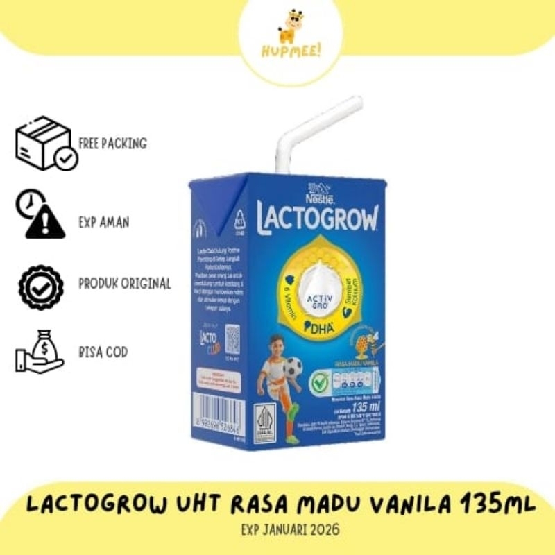 

Lactogrow Susu UHT Madu Vanila Kotak 135 ml X 2 PC (EXP JANUARI 2026)