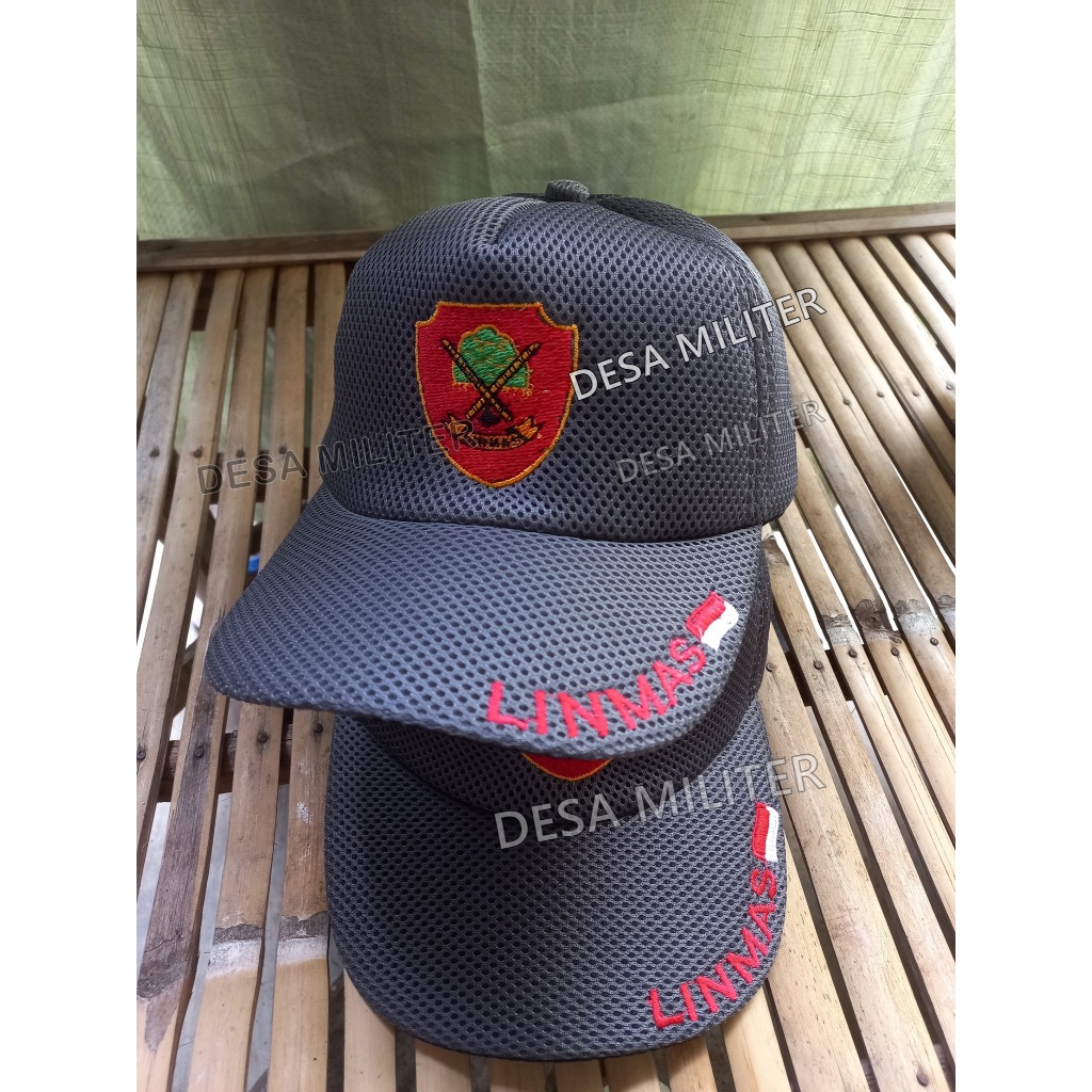 Topi Linmas Abu - Topi Lapangan Linmas - Topi Linmas Hansip - Topi Linmas Terbaru
