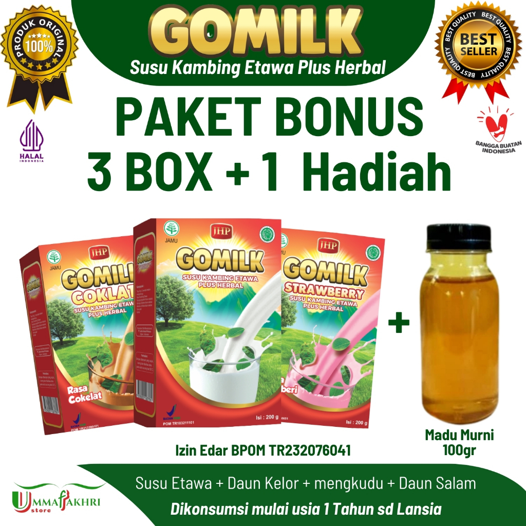 

[Paket Bonus] GOMILK Susu Etawa Herbal Paket Bonus Paling Best Seller