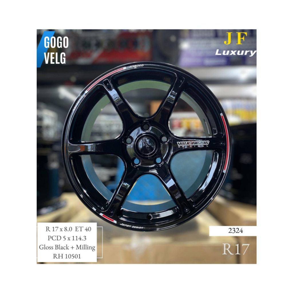 Velg Mobil Volk Rays Te37 R17 PCD 5X114,3 Lebar 8 ET 40 Black Gloss Ring 17 Zenix Reborn Venturer