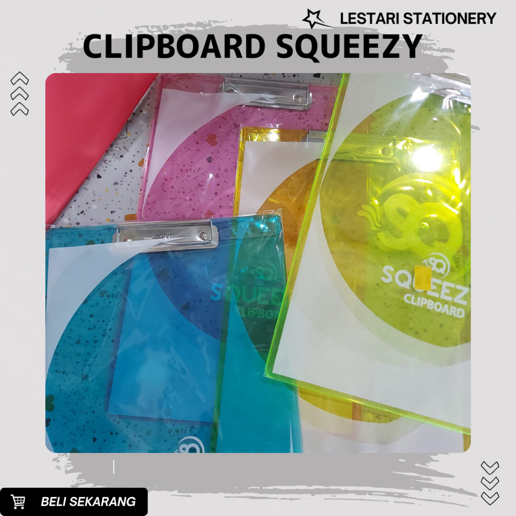 

Papan Ujian | Clipboard Bening Squeezy | alas lembar ujian | papan ujian plastik |