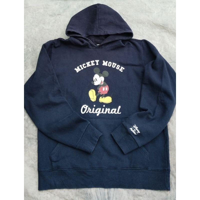 Hoodie Feltics collab Disney warna Navy biru dongker logo Mickey Mouse Original