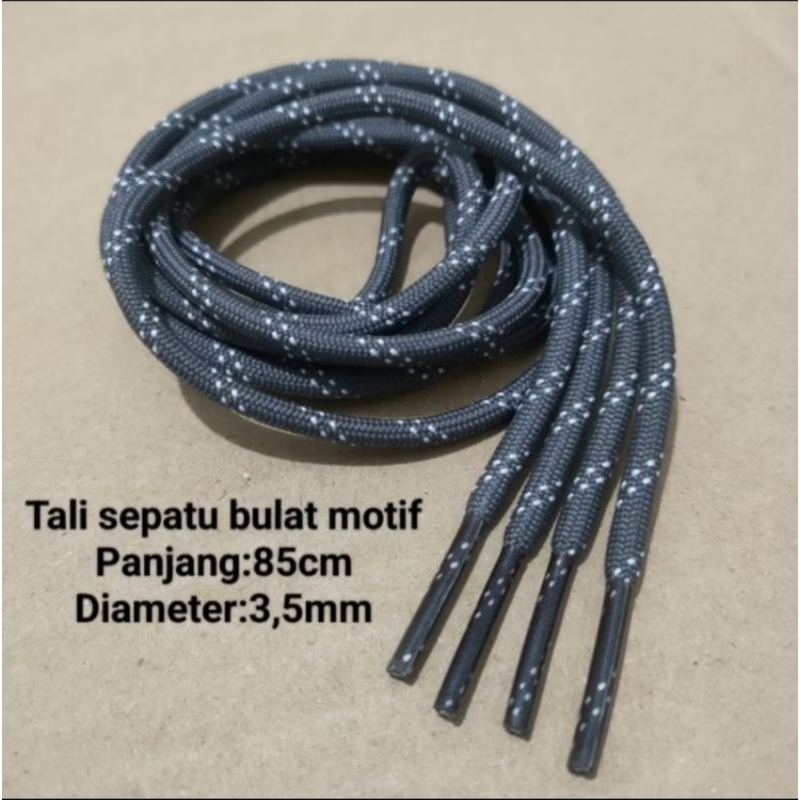 tali sepatu bulat motif, 3.5mm-85 cm abu-putih