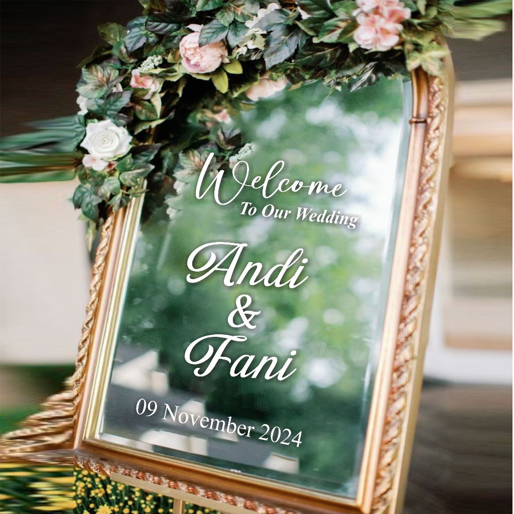 

Stiker Welcome Sign Mirror Stiker Wedding Dekorasi kaca wedding Stiker Engagement Stiker Khitanan