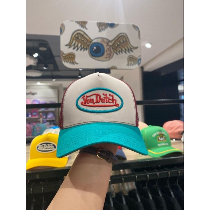 New Arrival - Vondutch Cap Men - Von Dutch Topi Pria -  White maroon