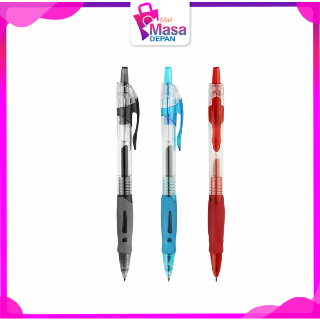 

MMD Pulpen Standard Cetekan Transparant Pena Gel 0.5mm Alat Tulis Kantor Sekolah Pen Pencet Tinta Cair Bolpoint Polos Murah