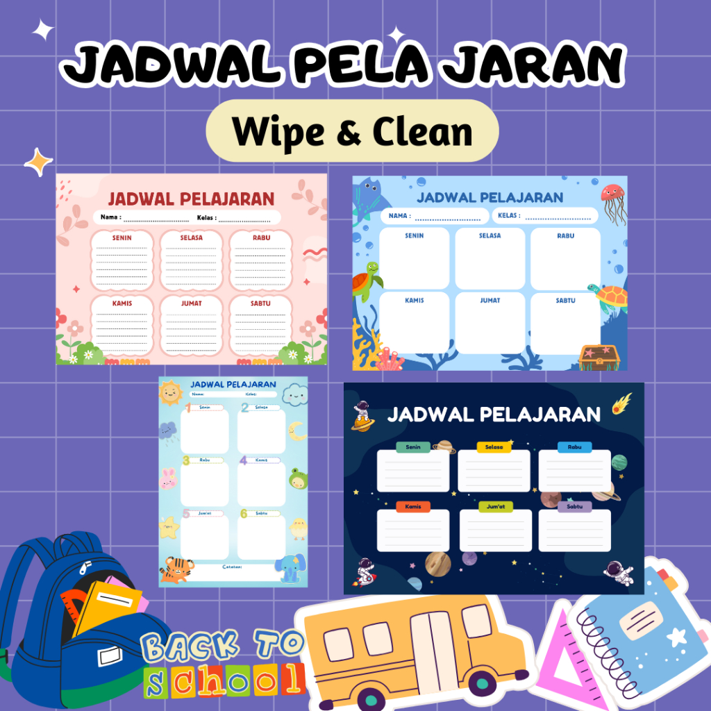 

Poster JADWAL PELAJARAN wipe & clean - Poster sekolah jadwal pelajaran