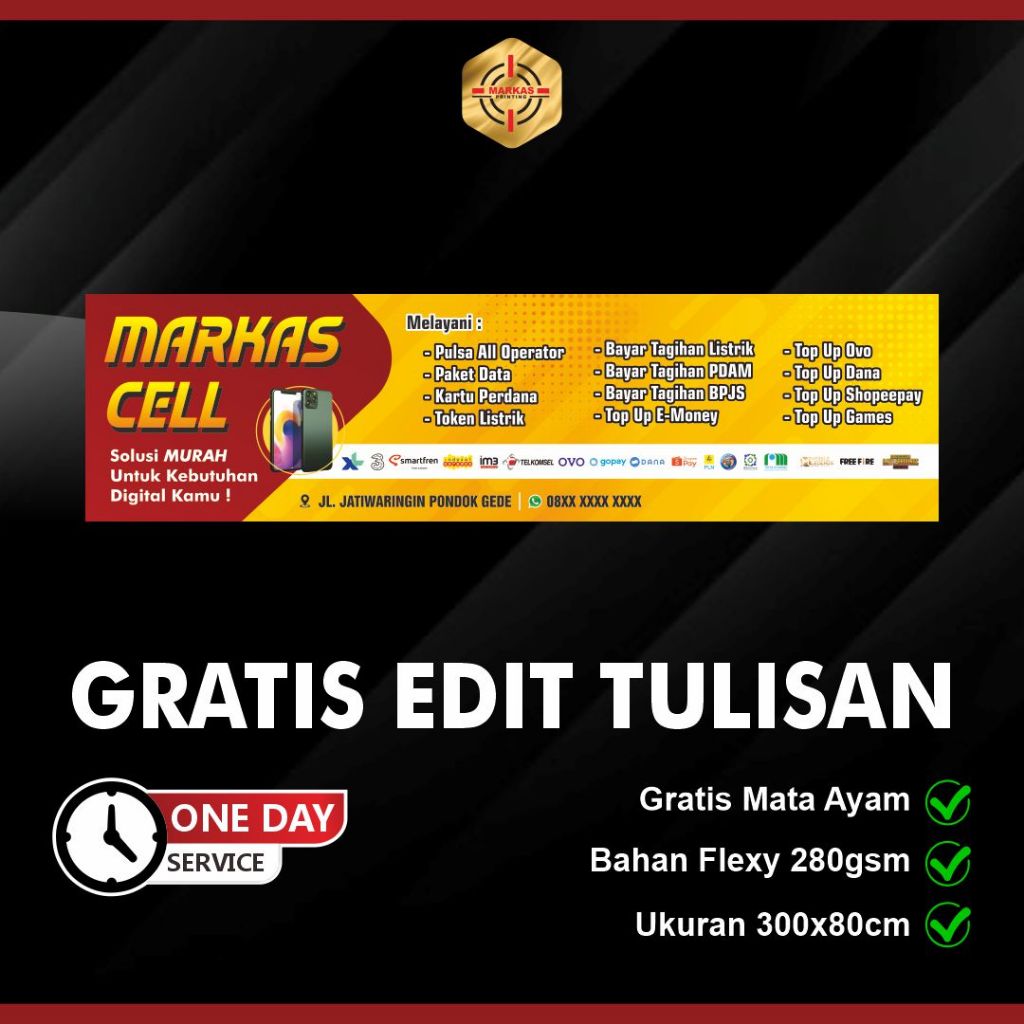 [ 300x80 ] Banner Konter  Jualan Pulsa dan Token Listrik