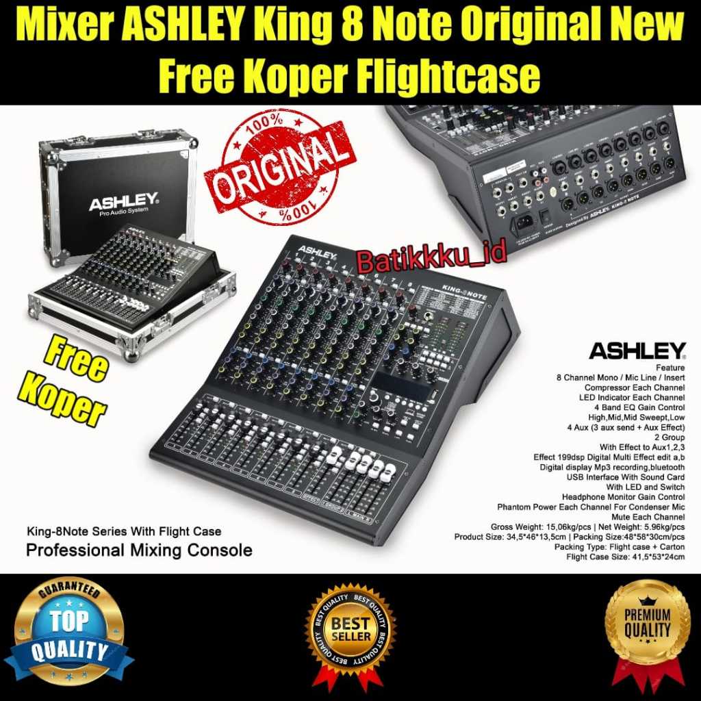 MIXER ASHLEY KING 8 NOTE KING8 NOTE 8CH ORIGINAL New With Compressor Koper Hardcase