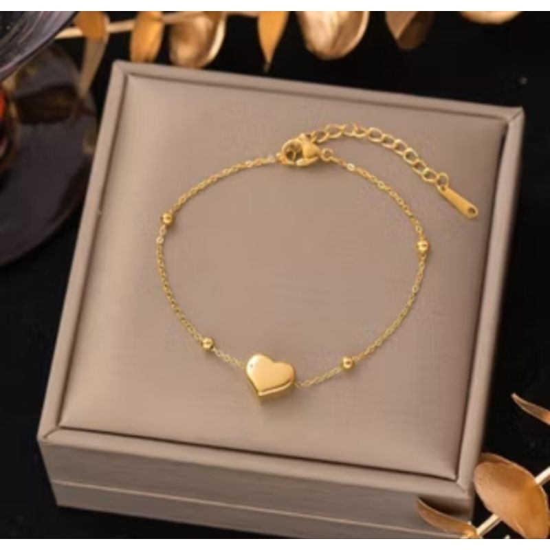 Gelang rantai titanium fashion wanita love kecil