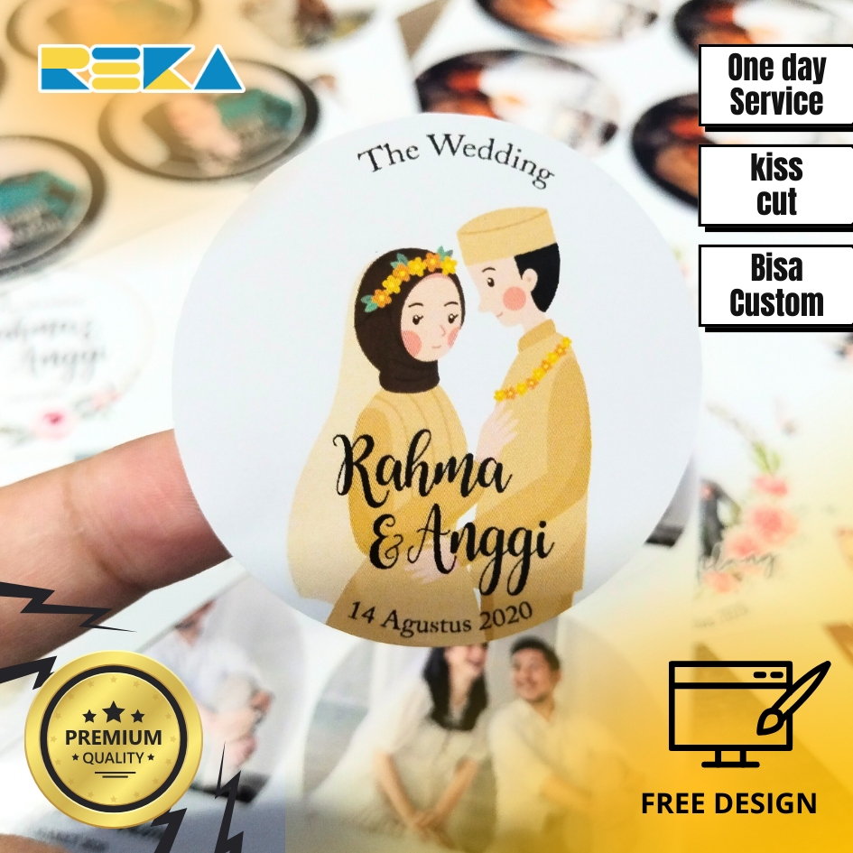 

8-10 Sticker Wedding Souvenir Stiker Pernikahan Custom Ucapan Nikah Nikahan