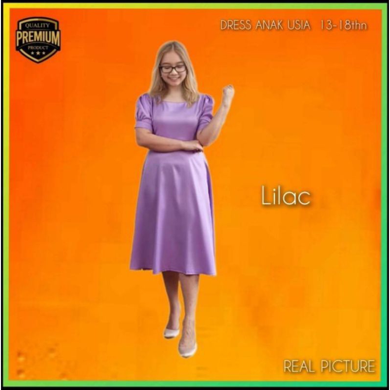 Midi Dress Anak Perempuan 13-18thn Kexin Gaun Pesta Korea Remaja Lilac