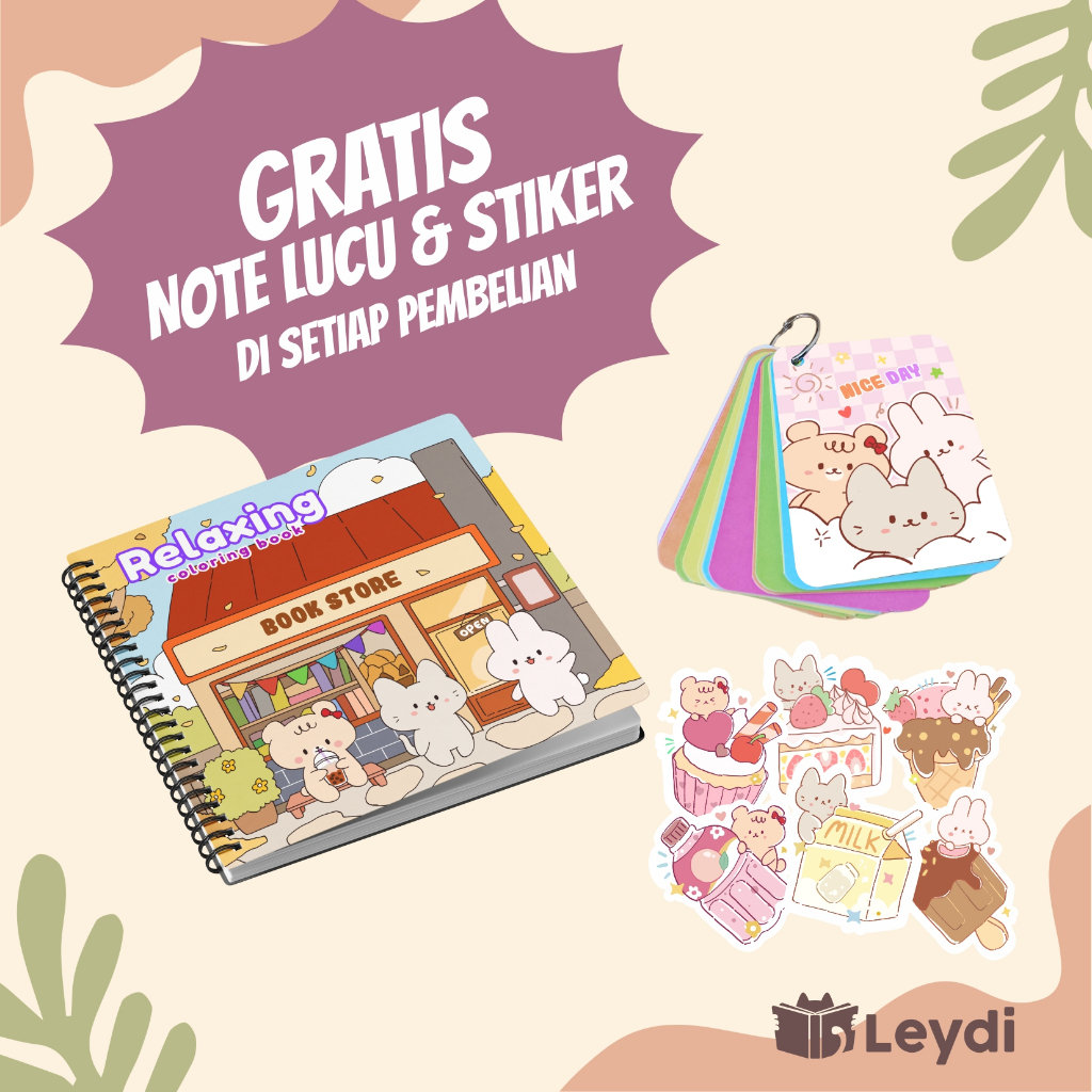 Relaxing Cute Coloring Book / Healing Coloring Book / Aesthetic / Buku Mewarnai Anak Dewasa/ 200 gsm