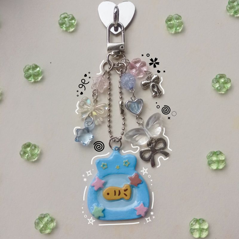 Aquarium Clay Keychain | Japanese style Handmade Keychain by 森