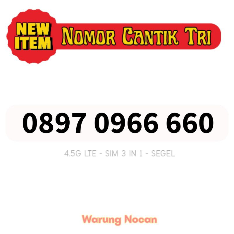 Perdana 3 Cantik Nomor cantik tri three 11 digit 66660