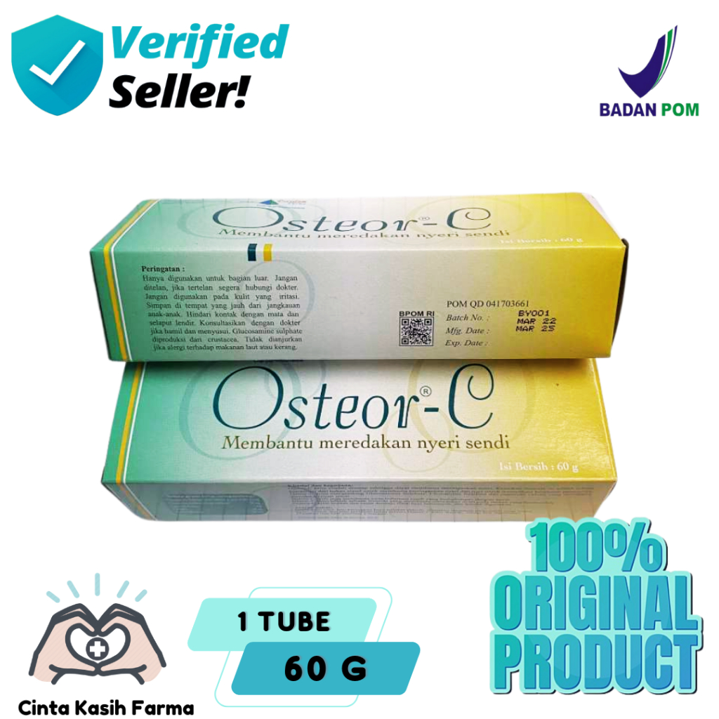 Osteor C Cream Krim Meredakan Nyeri Sendi & Artritis Kesehatan Tulang Box Tube 60g