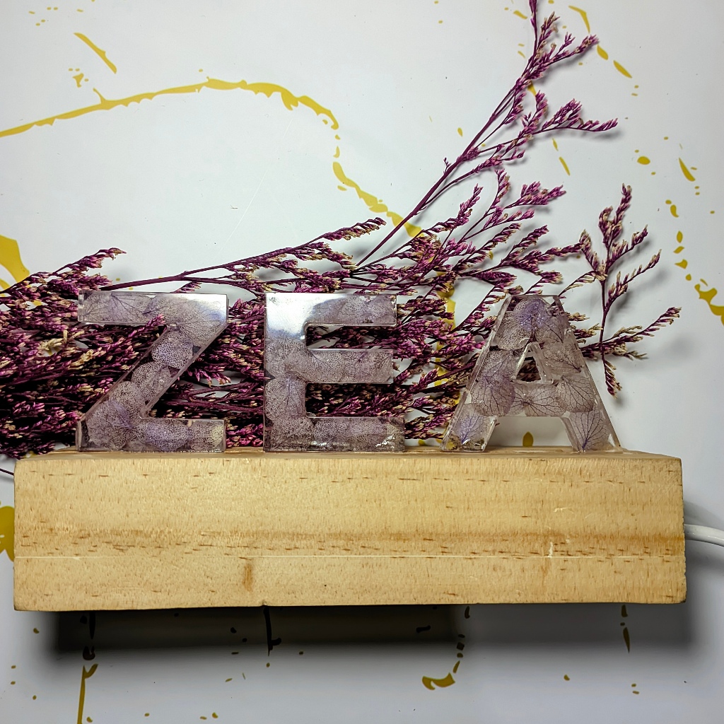 Lampu Tidur Custom Nama Resin Hias Bunga | Hadiah ulang tahun graduation aesthetic tema bunga