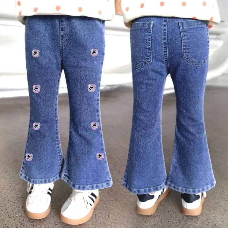 Celana Panjang Jeans Anak  Import Perempuan Cutbray  Bordir Lucu LYA / Celana Jeans Cutbray Anak