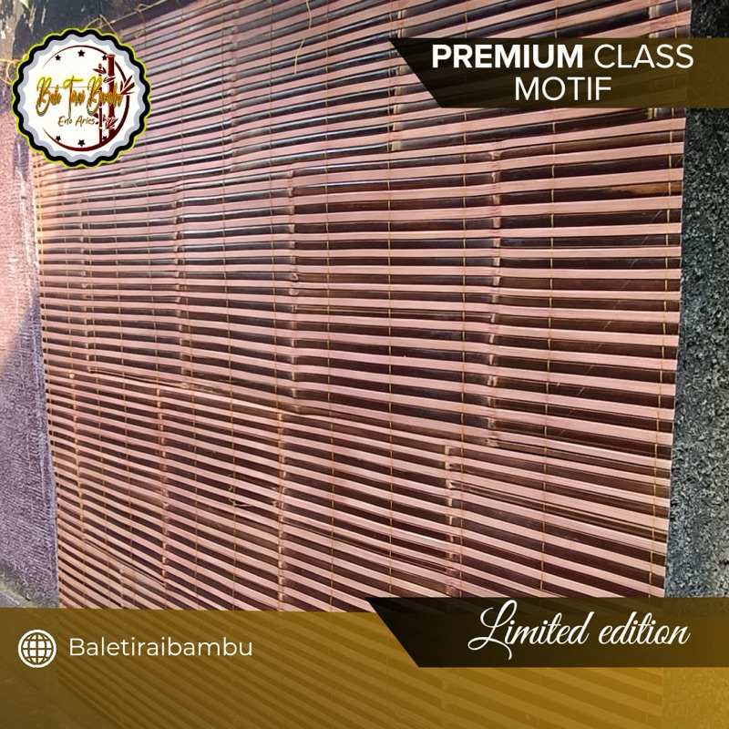 Tirai bambu 2x2 asli motif lengkap katrol tali krey kerai krei dekorasi outdoor kualitas premium