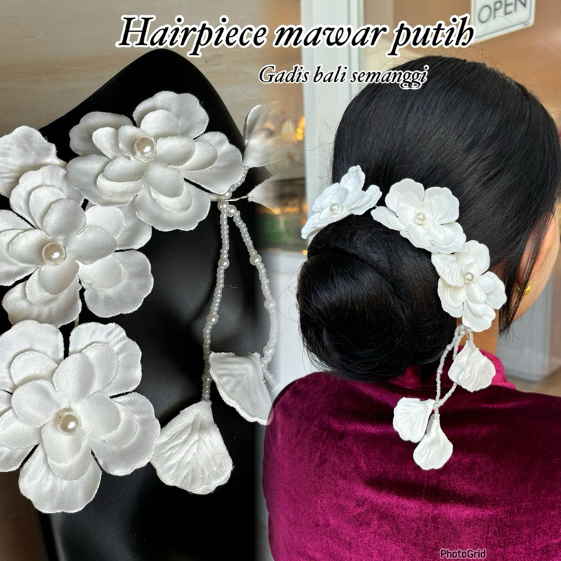hairpiece mawar putih/ bunga sanggul/ bunga hairdo