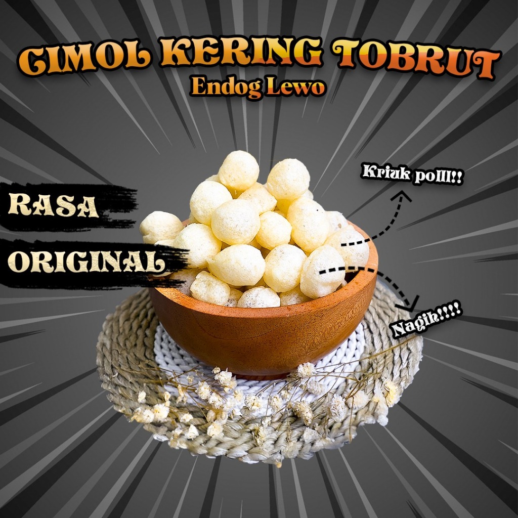 

Cimol Kering Tobrut 150 Gram – Varian Original | Snack Khas Garut Gurih!