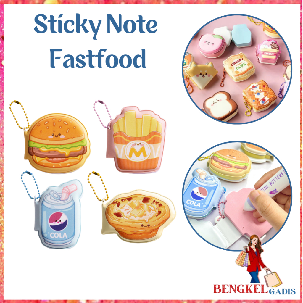 

BG Sticky Note Karakter Lucu 80 Lembar Mini Sticky Notes Dengan Rantai Gantungan Bentuk Makanan Notebook Mini Dengan Bantalan Empuk Squishy Kecil