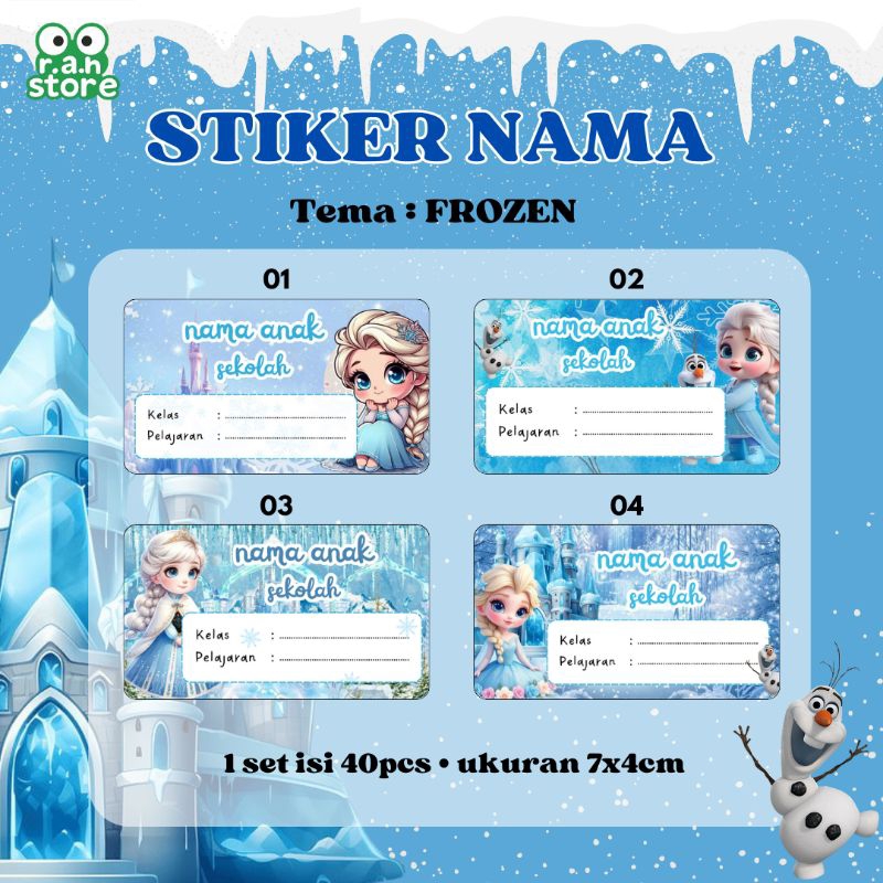 STIKER BUKU FROZEN / STIKER NAMA / STIKWR PELAJARAN