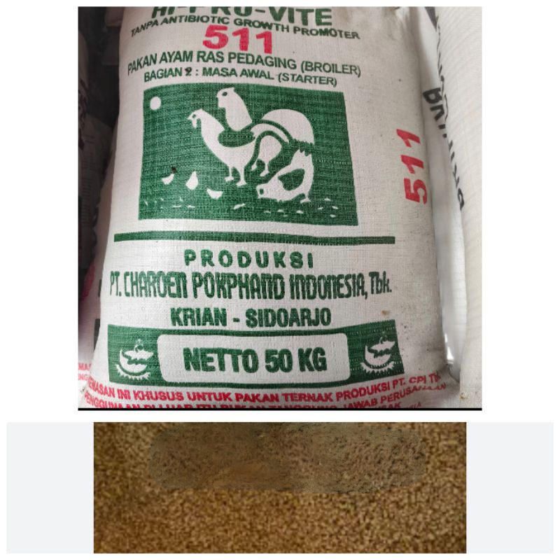 PUR AYAM 511 HI PRO VITE PAKAN AYAM PEDAGING STARTER 10 KG