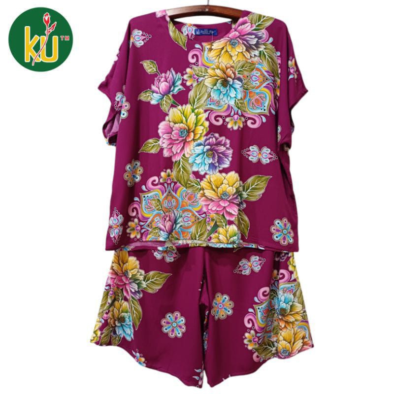 SETELAN CELANA KULOT JUMBO WANITA SETELAN MAXI LL KENCANA UNGU LEBEL BIRU LD 140 CM SETELAN WANITA B