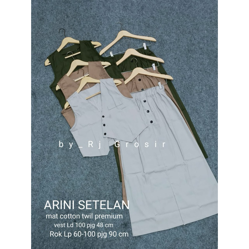 Setelan Wanita Arini Vest + Rok Span Bahan Katun Twill Polos