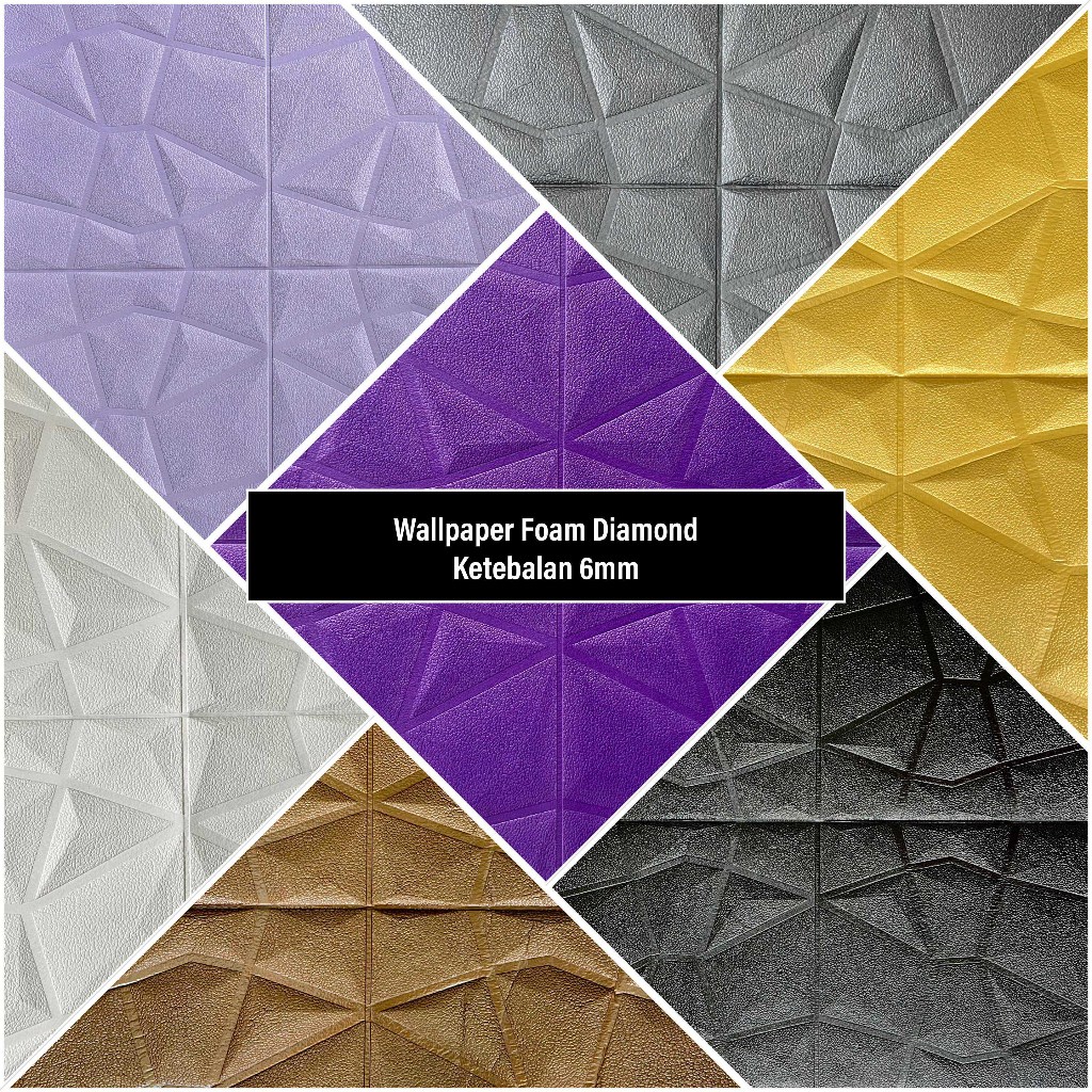 OK Wallpaper Foam 3D 6mm Batik Wallpaper Panel Diamond Triangle Stiker Dinding 6mm