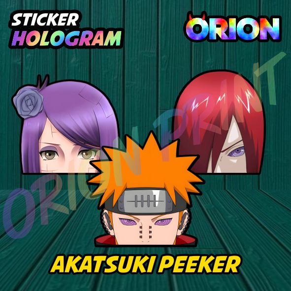 Stiker Akatsuki Peeker Intip Hologram Pain Konan Nagato Obito Madara Kisame Hidan Deidara Itachi
