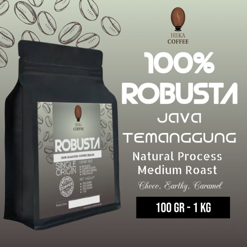 

(100 GRAM - 1 KILOGRAM) BIJI / BUBUK KOPI ROBUSTA TEMANGGUNG ASLI 100 % - HEKA COFFEE