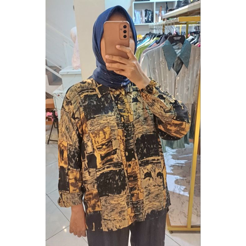 Kemeja wanita Blouse Rayon Viscose Motif
