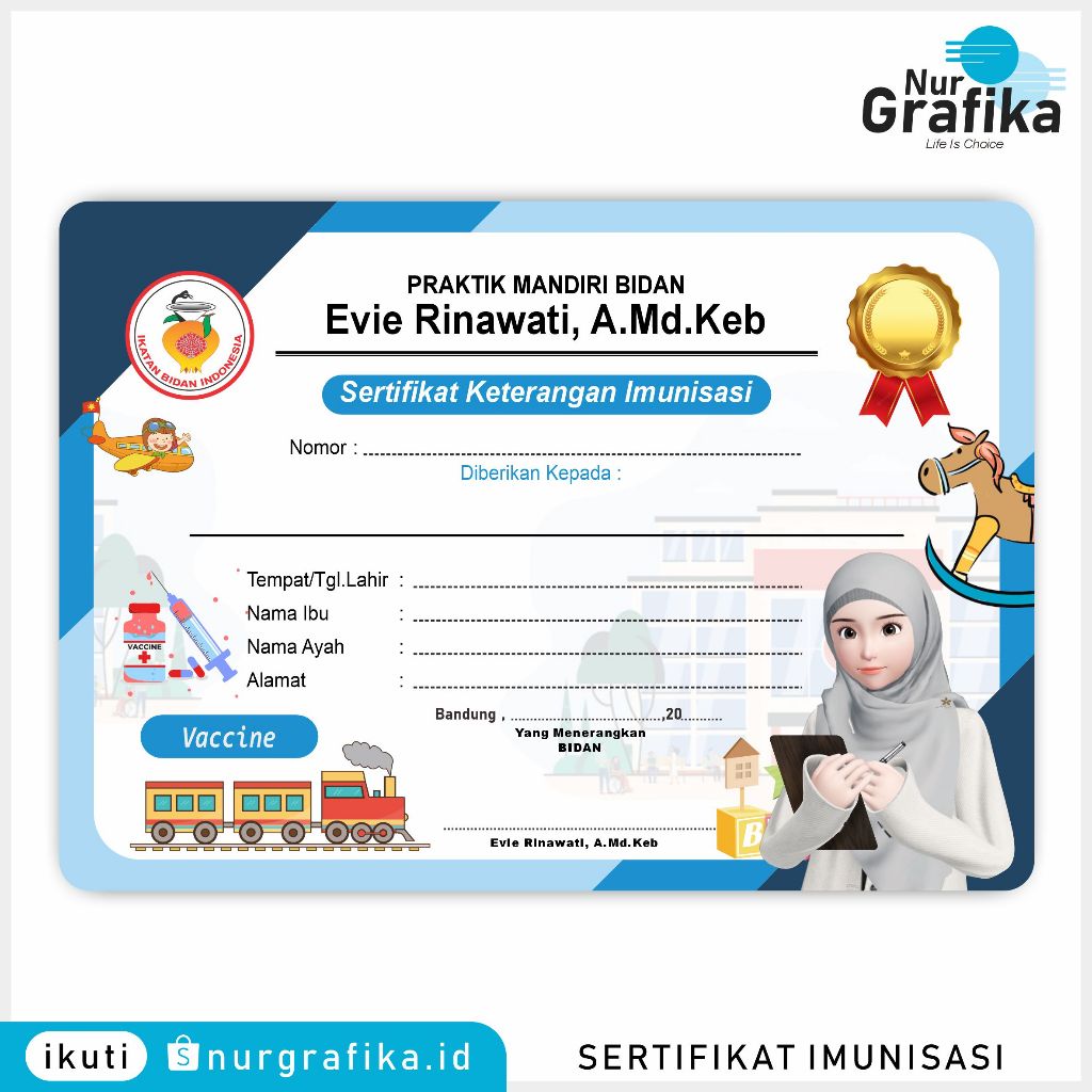 

(1Pack Isi 10Pcs ) Sertifikat Imunisasi Bayi - Bidan