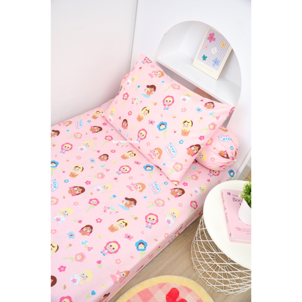 Sprei Set 100x200 120x200 160x200 180x200 Motif Karakter Cinnamoroll Kuromi My Melody Ukuran Single