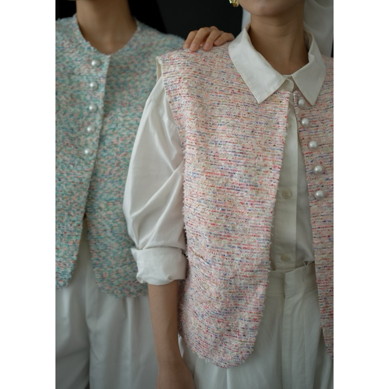 UI8 KOOZEE - CANDY TWEED VEST - TWEED VEST WANITA