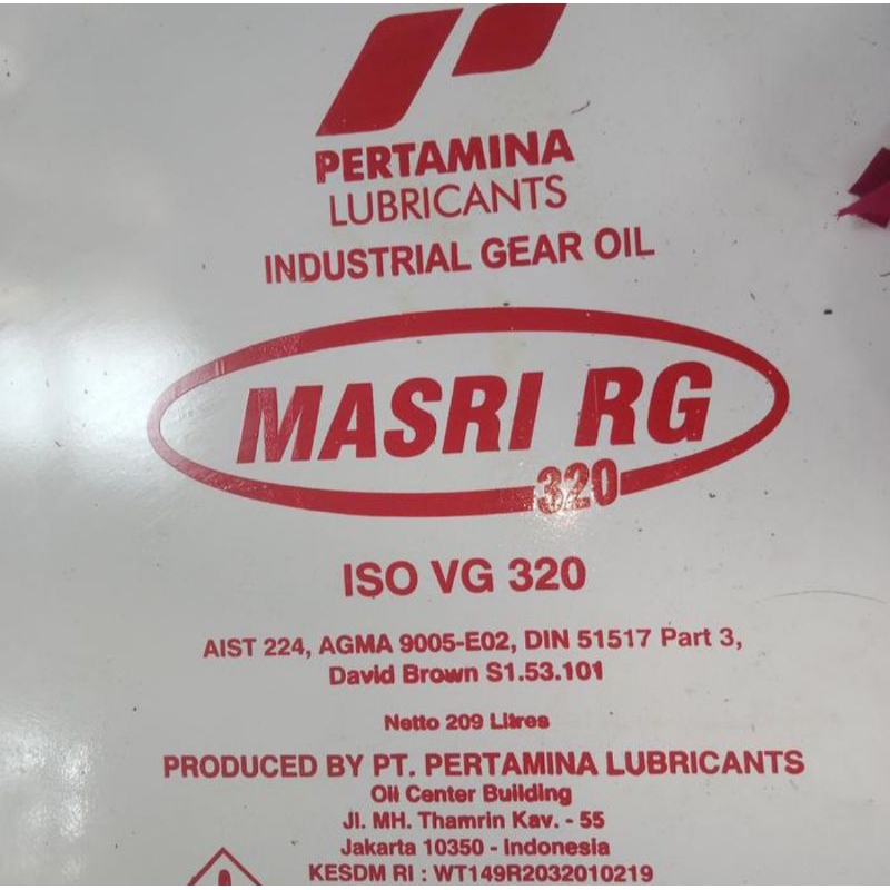 Oli Pertamina MASRI RG 320 ISO VG 320 / 209 LITER