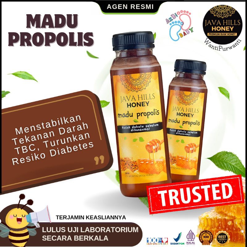 

Java Hills MADU PROPOLIS herbal original JAVAHILLS HONEY ASLI 100% 320 gram | asam urat cacar | darah tinggi Alergi gatal halal bpom