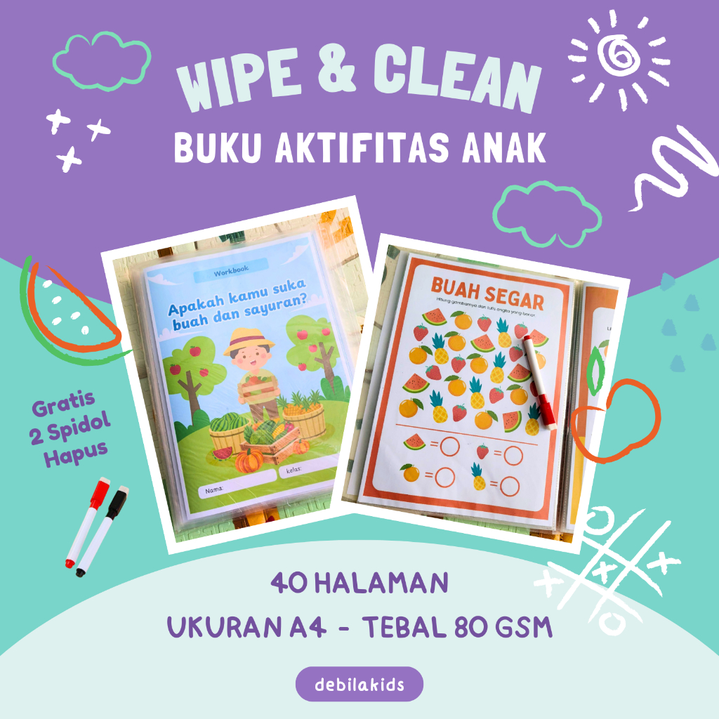 

Wipe and Clean - Lembar Belajar Anak yang Bisa dihapus - 40 Halaman Ukuran A4 Tebal 80 Gsm