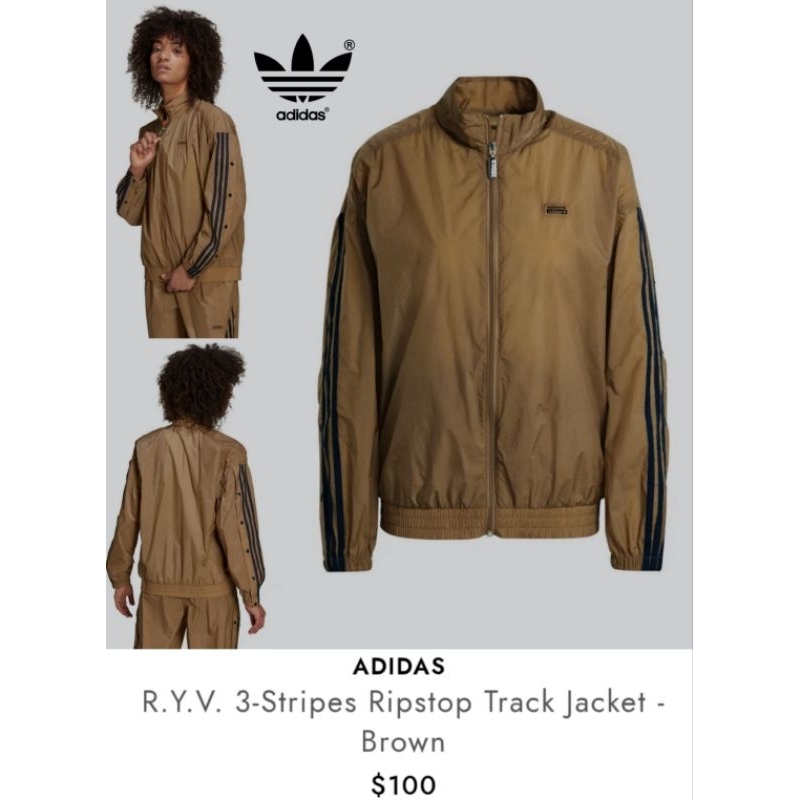 ADIDAS R.Y.V. 3-Stripes Ripstop Track Jacket -Brown(bomber Lisa blackpink)