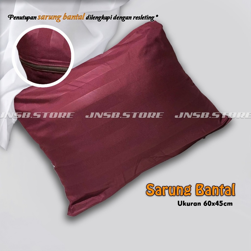 Luxury Sarung Bantal Tidur Polos Embos Dan Salur Dilengkapi Resleting Kualitas Premium