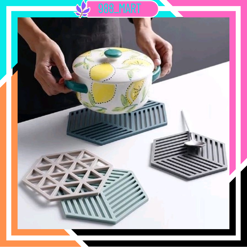 【COD】【TERMURAH】Tatakan Alas Gelas Piring Panci Silikon Anti Panas Meja Makan / Alas Tatakan Mangkok 