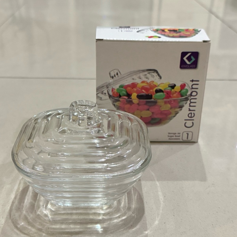 Mangkok tutup Kaca / Toples Permen Clermont Kimglass 355